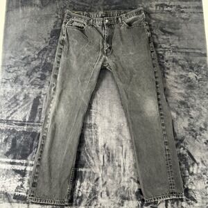 Levi's 505 Jeans Mens 40x34 Black Regular Fit Straight Leg Denim Faded‎